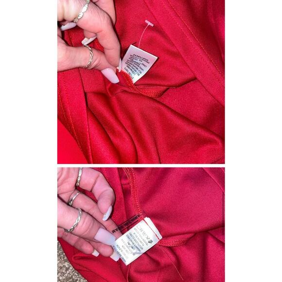 Staccato red dress boxy mini 3/4 sleeve loose fitting roll tab sleeves SZ L - Picture 8 of 9